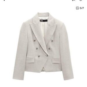 Zara Women's Gray Double-Breasted Blazer